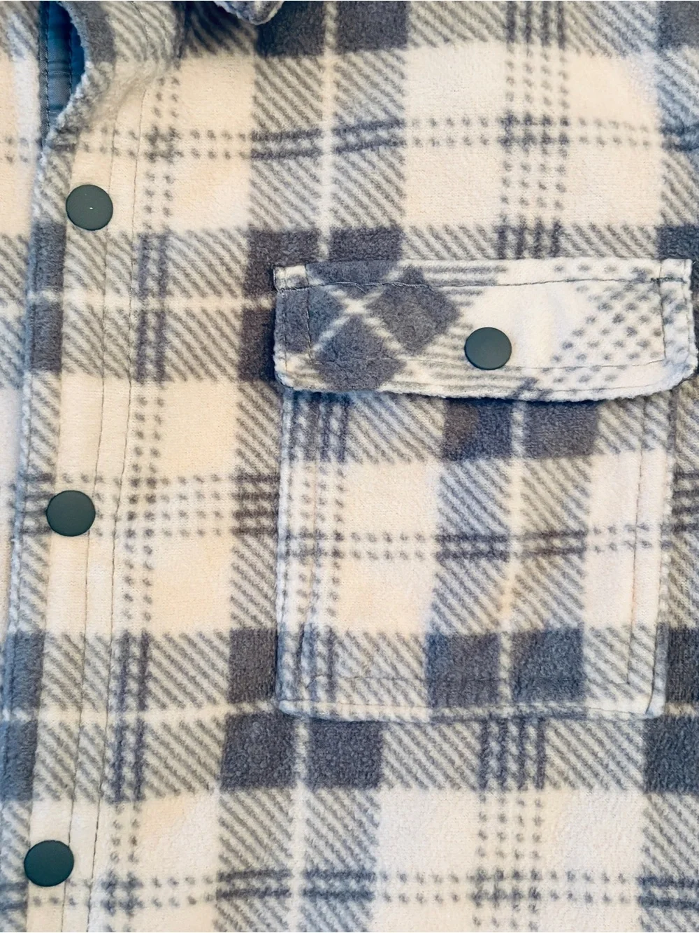 ONeill Soft Fleece Plaid Long Sleeve Snap Shirt Womens Large Pink Grey Pockets - Picture 11 of 13